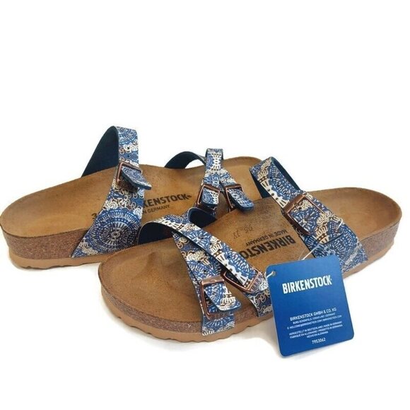 Birkenstock Womens Size 7 Franca Birko-Flor Sandals Kenja Blue Narrow Fit EU 38 - Picture 10 of 10